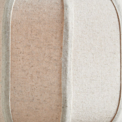 Black Sculptural Metal Table Lamp with Structured Natural Linen Rounded Squat Shade – Contemporary Cream & Black Bedside and Side Table Light 66x34x34cm | Click Style