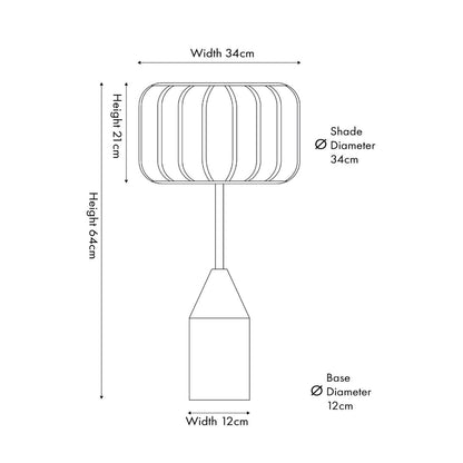 Black Sculptural Metal Table Lamp with Structured Natural Linen Rounded Squat Shade – Contemporary Cream & Black Bedside and Side Table Light Dimensions 66x34x34cm | Click Style