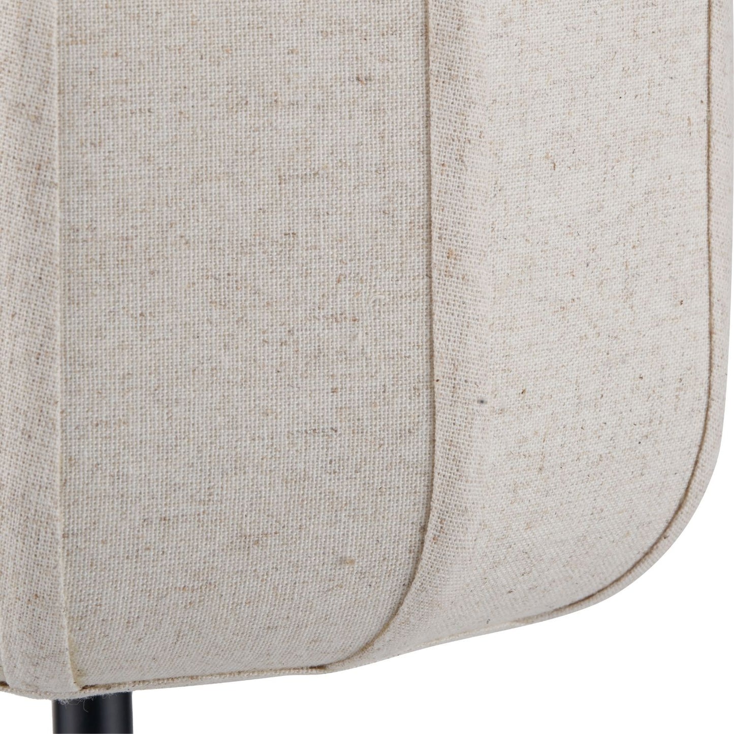 Black Sculptural Metal Table Lamp with Structured Natural Linen Rounded Squat Shade – Contemporary Cream & Black Bedside and Side Table Light 66x34x34cm | Click Style