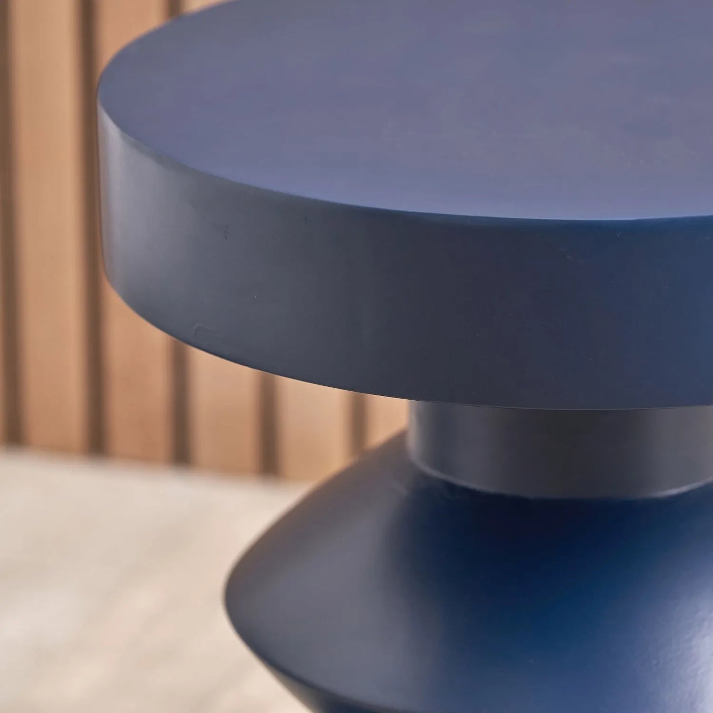 Blue Fibrestone Sculptural Pedestal Side Table – Modern Round Accent & Occasional Table 50x40x40cm - Click Style