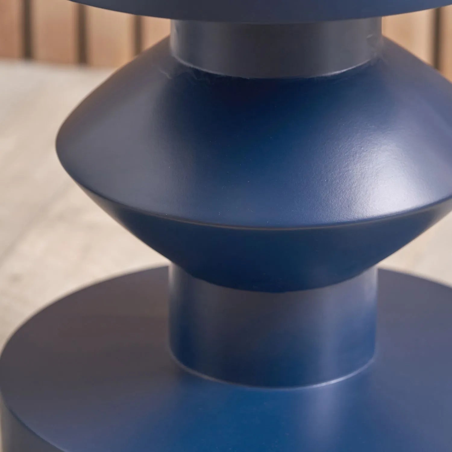 Blue Fibrestone Sculptural Pedestal Side Table – Modern Round Accent & Occasional Table 50x40x40cm - Click Style