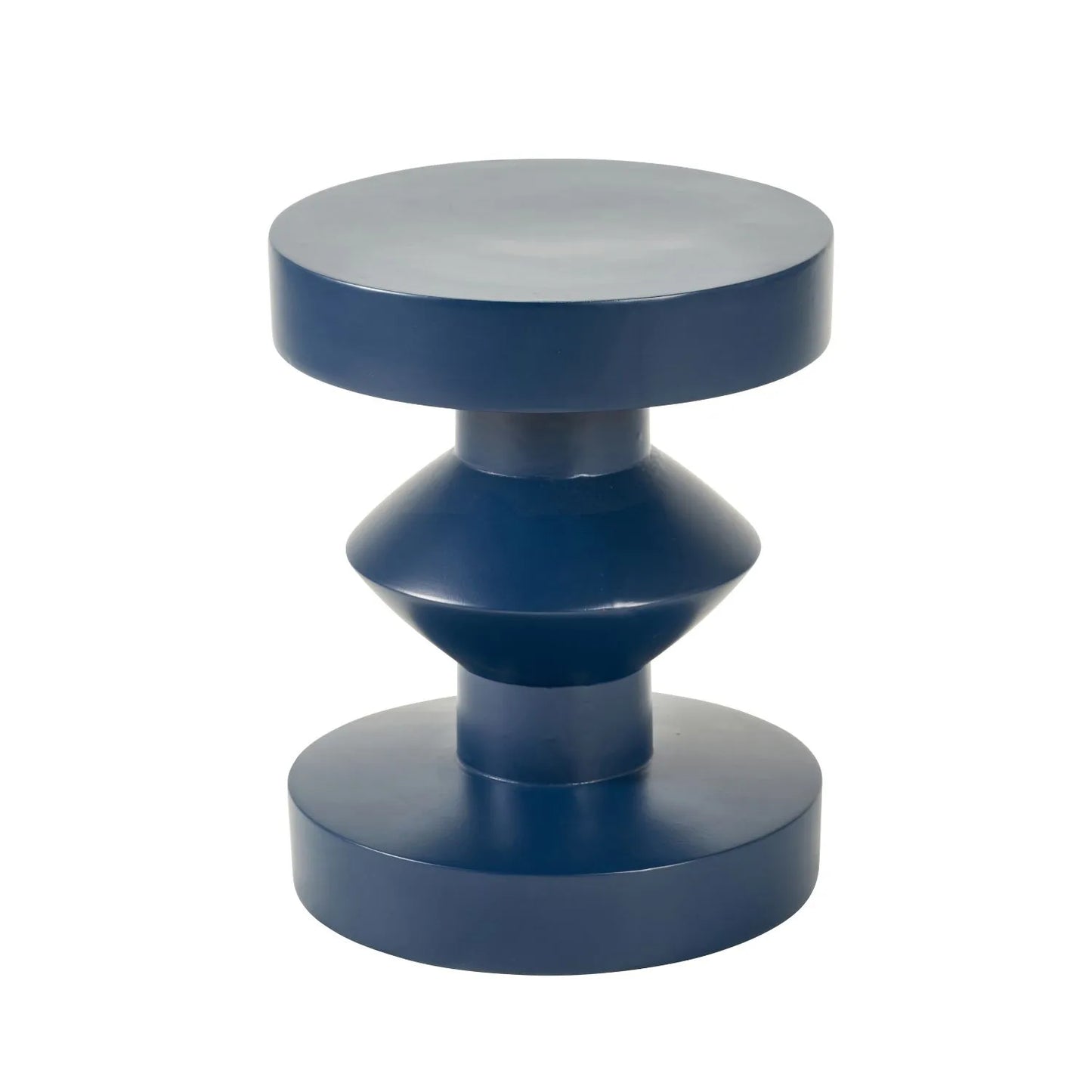 Blue Fibrestone Sculptural Pedestal Side Table – Modern Round Accent & Occasional Table 50x40x40cm - Click Style