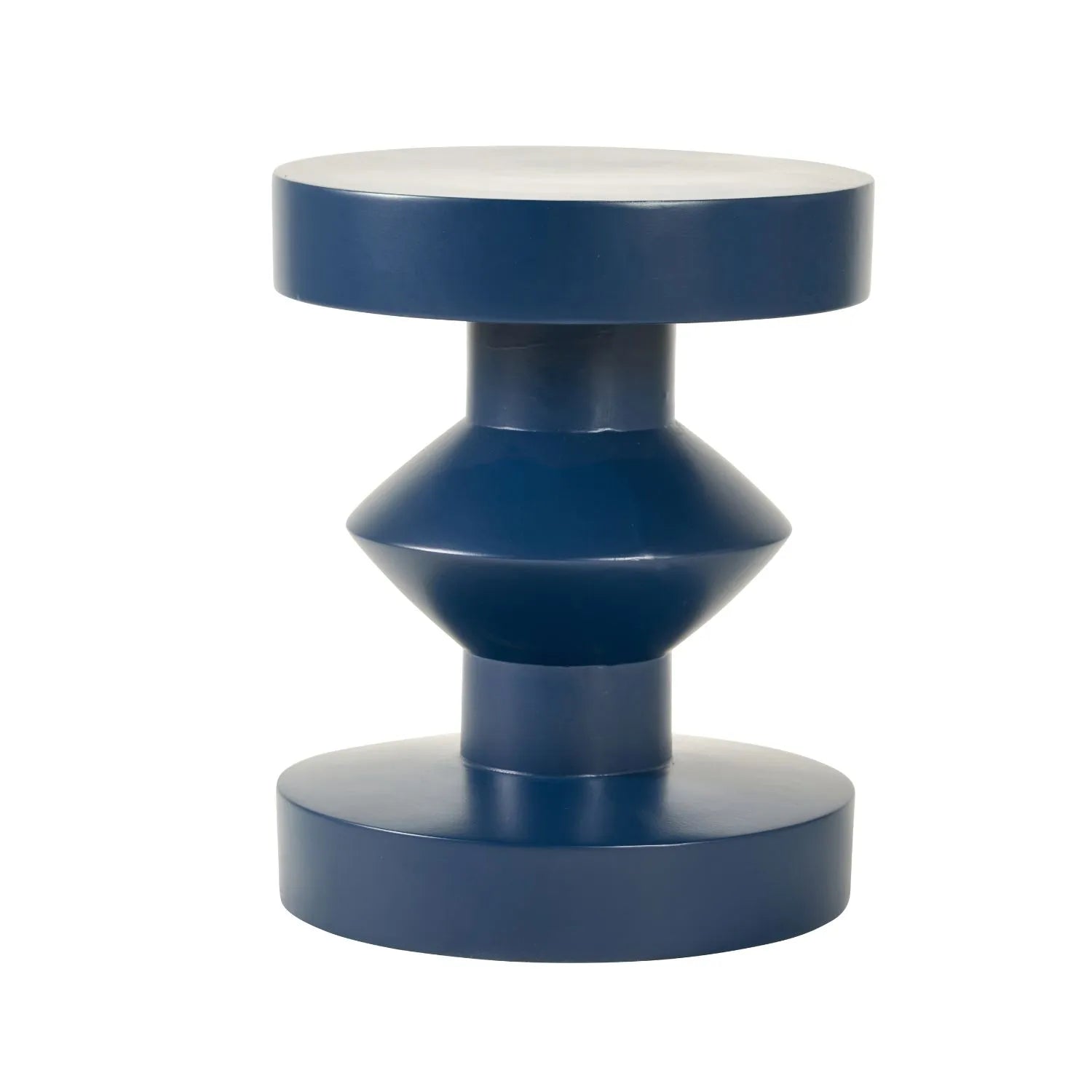 Blue Fibrestone Sculptural Pedestal Side Table – Modern Round Accent & Occasional Table 50x40x40cm - Click Style