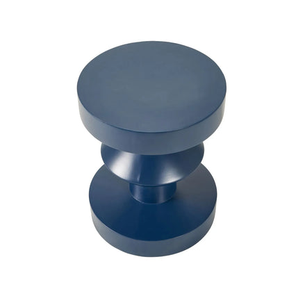 Blue Fibrestone Sculptural Pedestal Side Table – Modern Round Accent & Occasional Table 50x40x40cm - Click Style