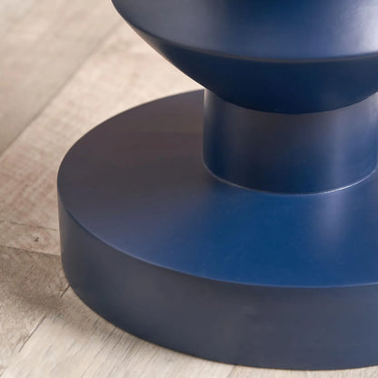 Blue Fibrestone Sculptural Pedestal Side Table – Modern Round Accent & Occasional Table 50x40x40cm - Click Style