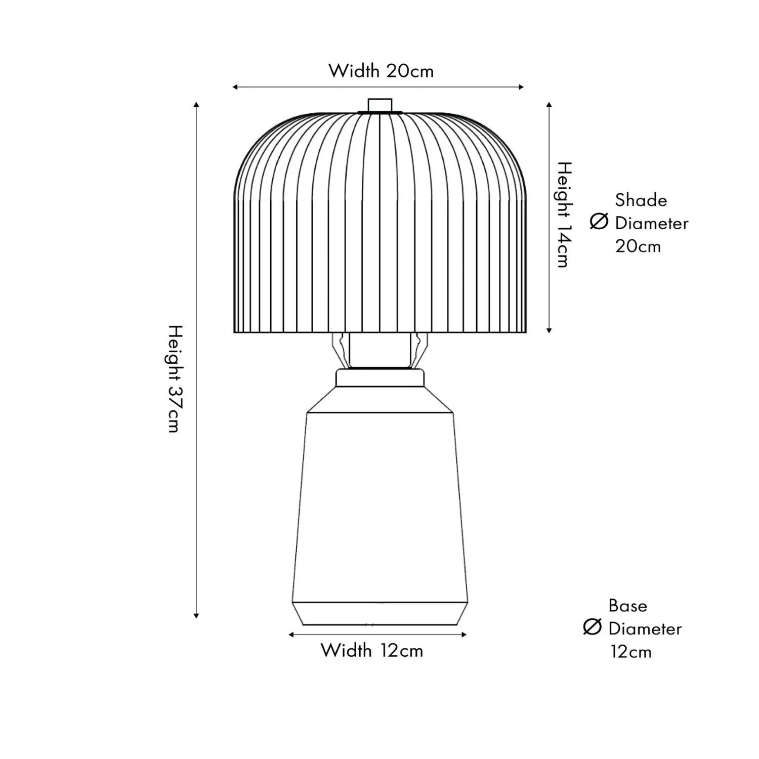 Bright Green Glass Table Lamp with Dome-Shaped Ribbed Chartreuse Glass Shade & Gold Lampholder – Retro Eclectic Bedside & Side Table Light Dimensions 37x20x20cm | Click Style