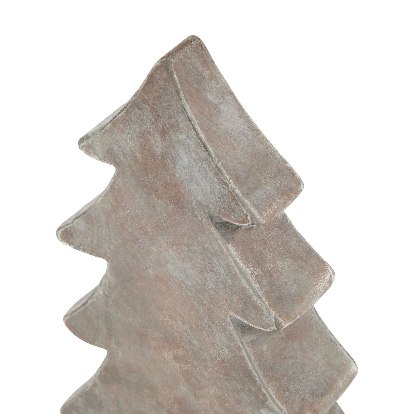 Brown weathered terracotta-effect medium ceramic Christmas tree ornament with rustic textured finish festive decorative accent 24x14x6cm | Click Style