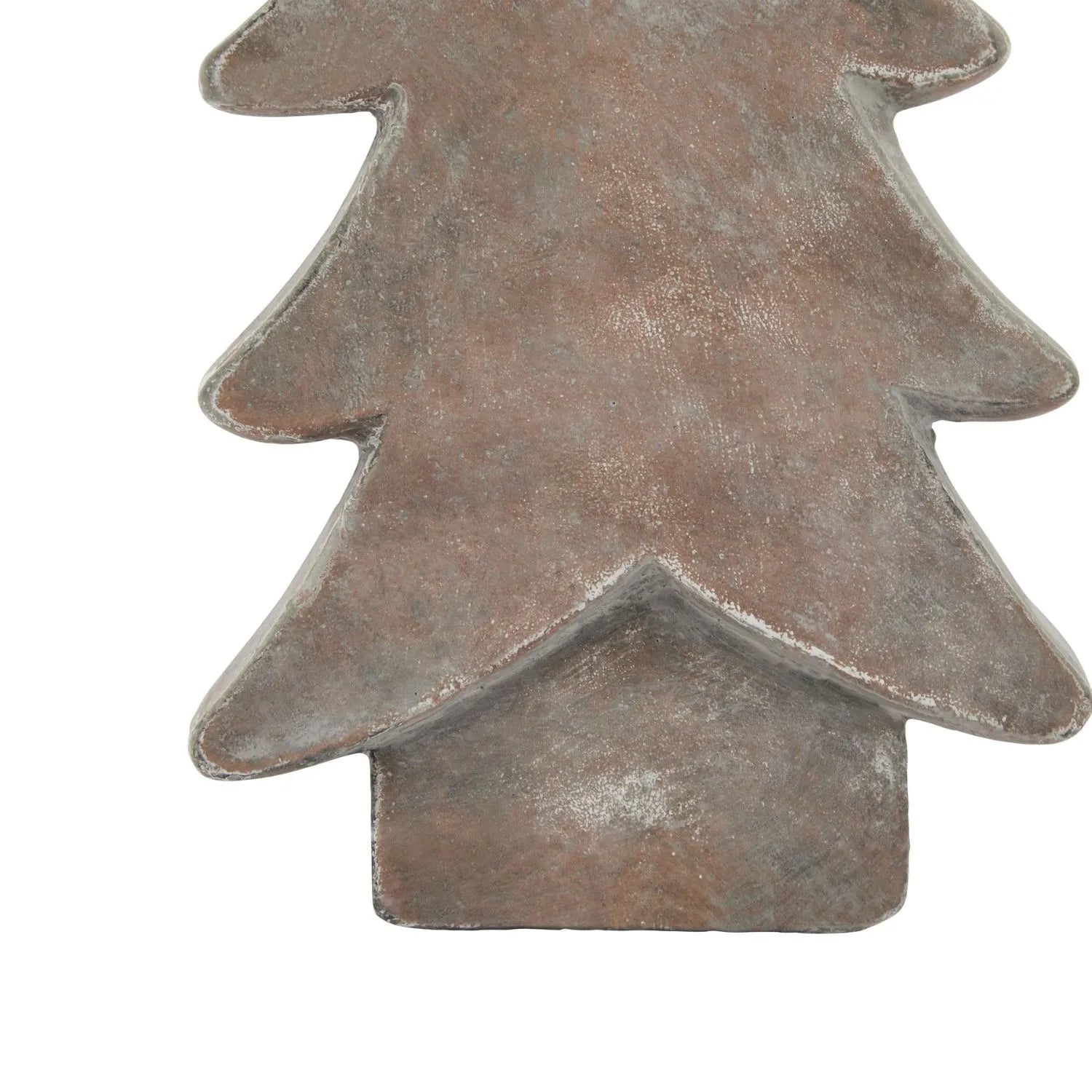 Brown weathered terracotta-effect medium ceramic Christmas tree ornament with rustic textured finish festive decorative accent 24x14x6cm | Click Style
