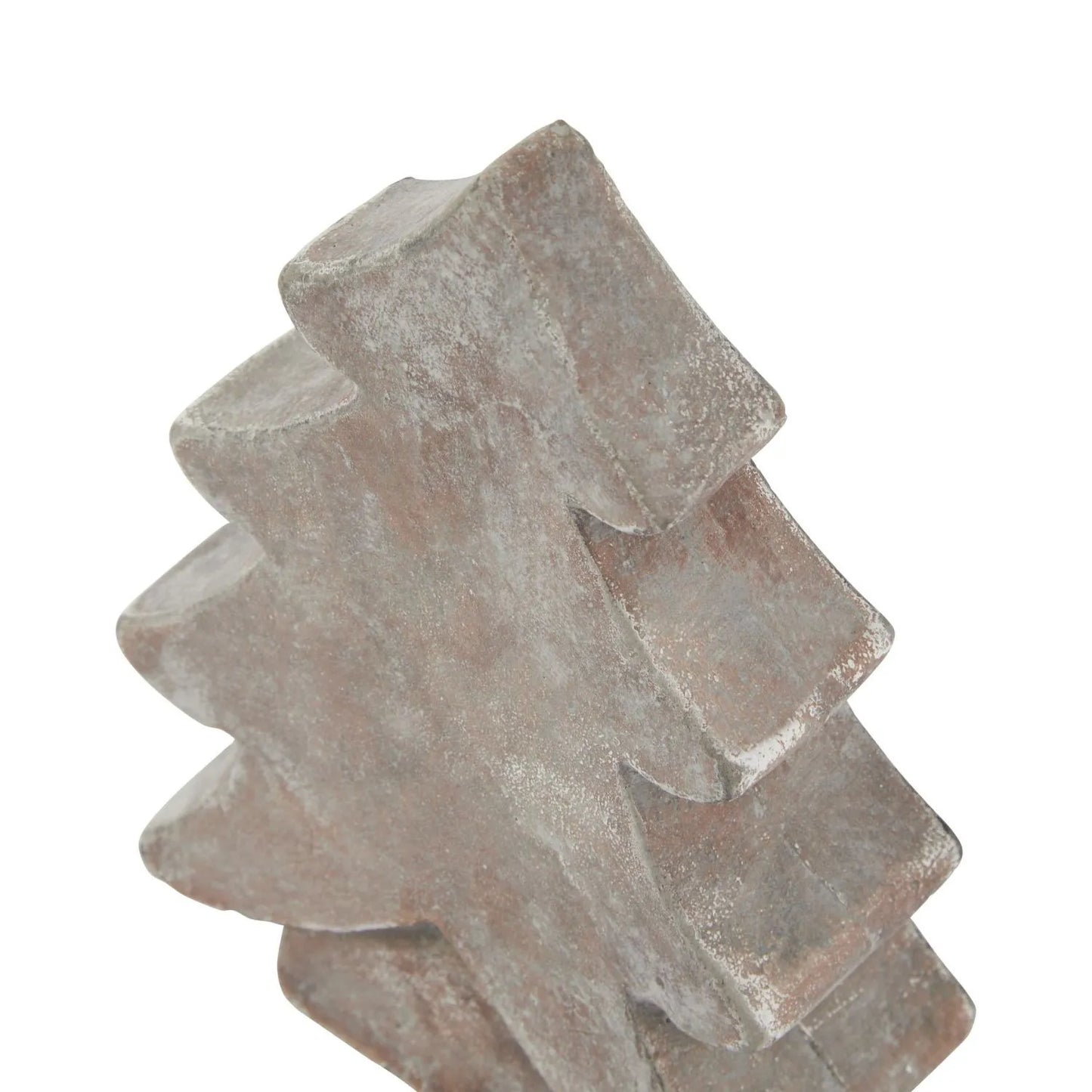 Brown weathered terracotta-effect small ceramic Christmas tree ornament with textured finish festive decorative accent 17x12x5cm | Click Style