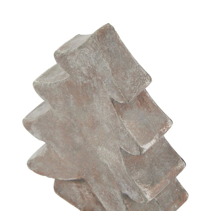 Brown weathered terracotta-effect small ceramic Christmas tree ornament with textured finish festive decorative accent 17x12x5cm | Click Style