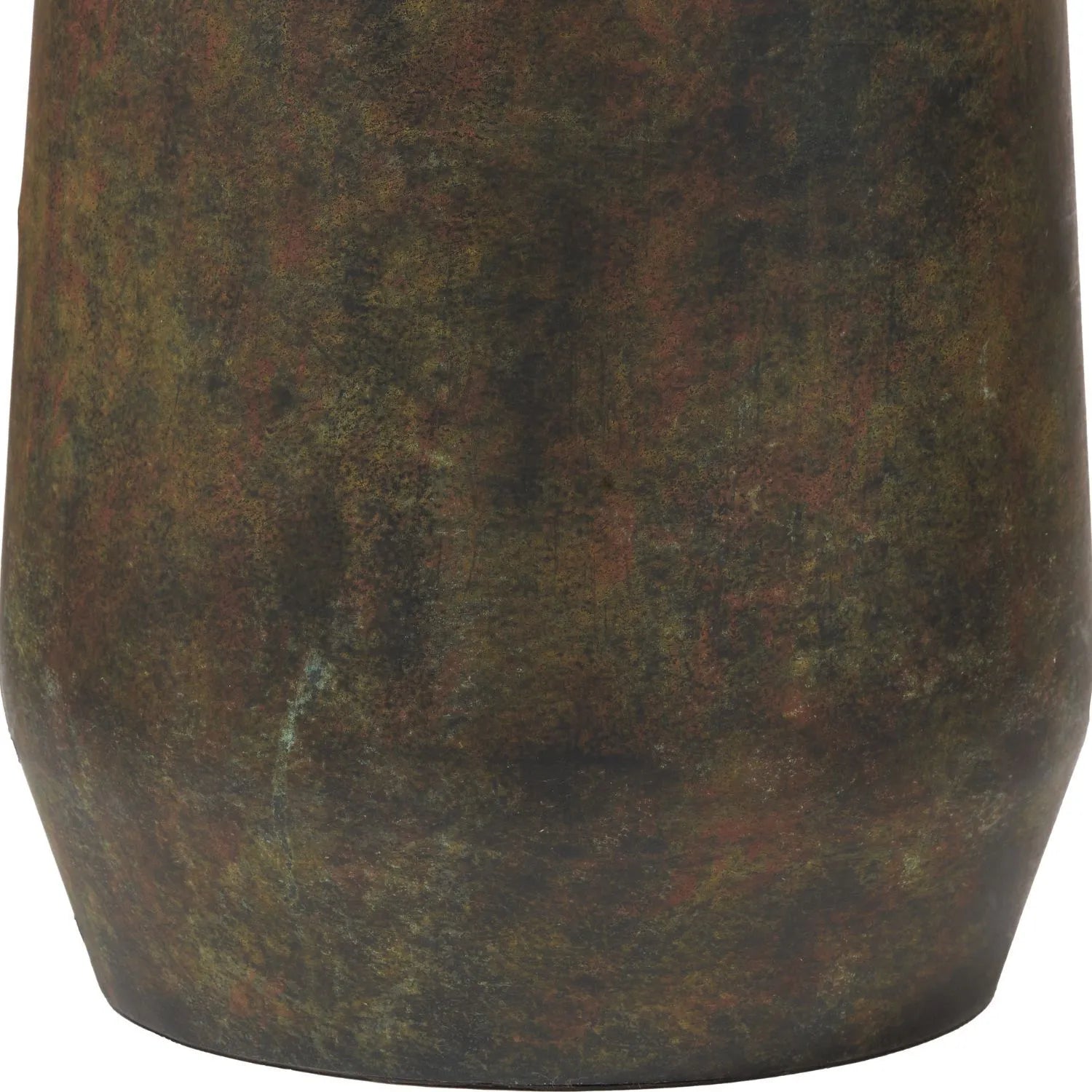 Brown & Green Aged Metal Floor Lamp with 45cm White Self-Lined Linen Drum Shade 159x45x45cm | Click Style