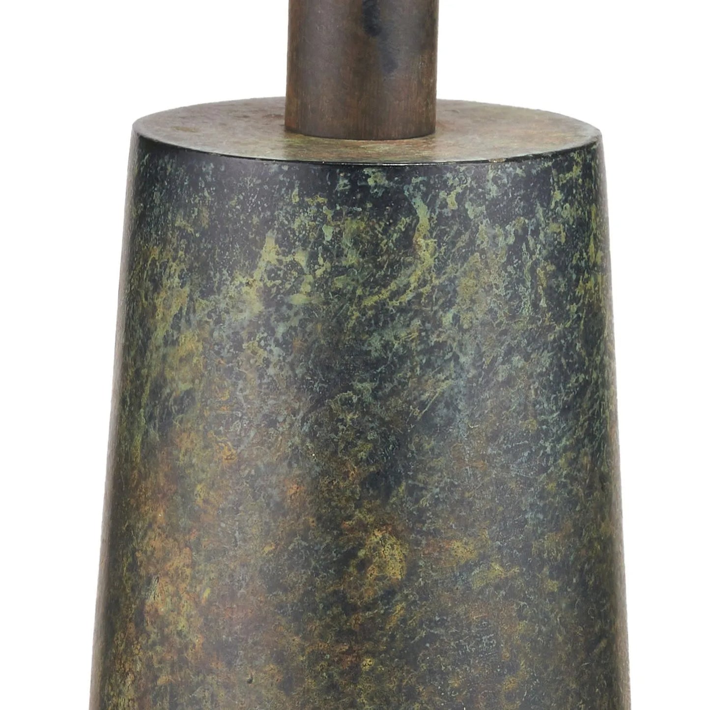 Brown & Green Aged Metal Floor Lamp with 45cm White Self-Lined Linen Drum Shade 159x45x45cm | Click Style