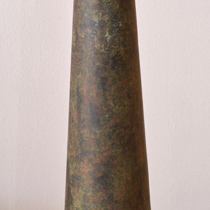 Brown & Green Aged Metal Floor Lamp with 45cm White Self-Lined Linen Drum Shade 159x45x45cm | Click Style