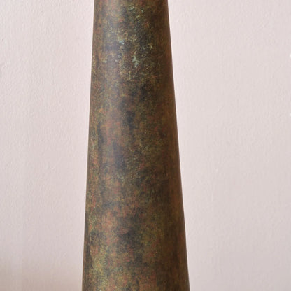 Brown & Green Aged Metal Floor Lamp with 50cm Natural Linen Tapered Shade 162x50x50cm | Click Style