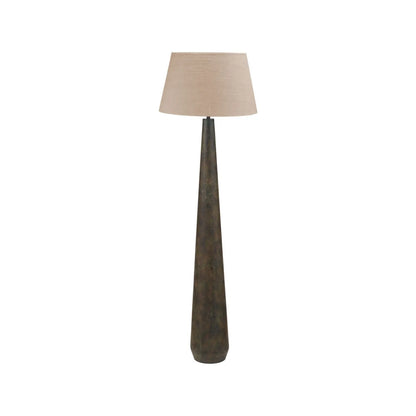 Brown & Green Aged Metal Floor Lamp with 50cm Natural Linen Tapered Shade 162x50x50cm | Click Style