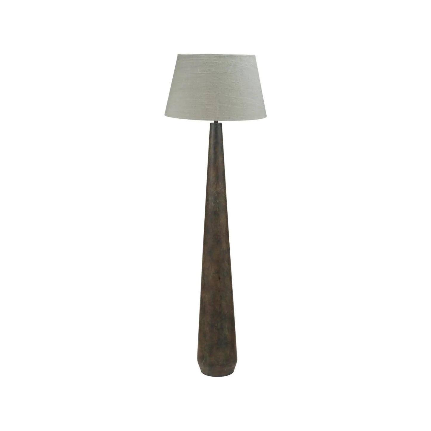 Brown & Green Aged Metal Floor Lamp with 50cm Pistachio Green Linen Tapered Shade 158x50x50cm | Click Style
