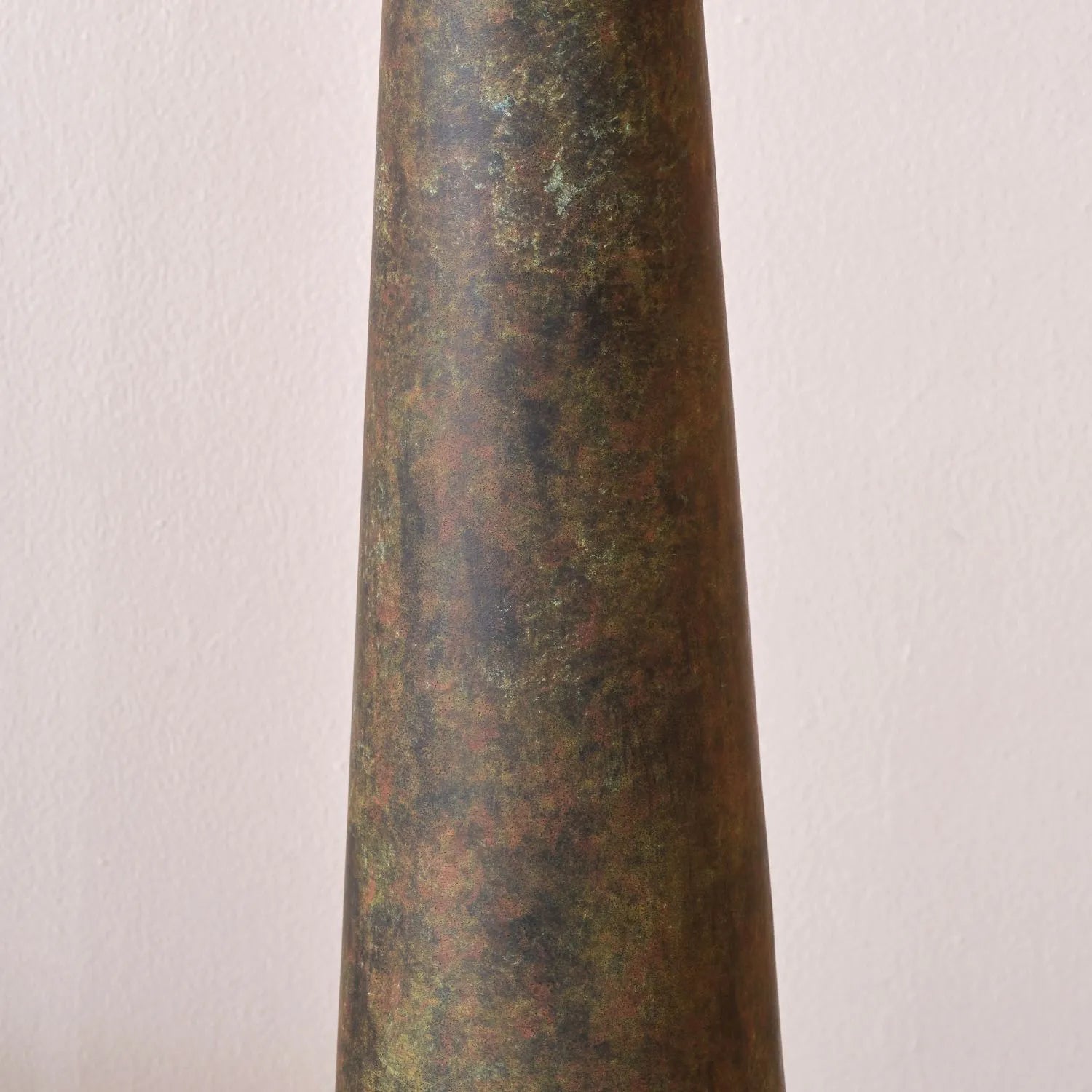 Brown & Green Aged Metal Tapered Floor Lamp Base with Sculptural Silhouette – Tall Floor Light Base for Contemporary Interiors 134x21x21cm | Click Style