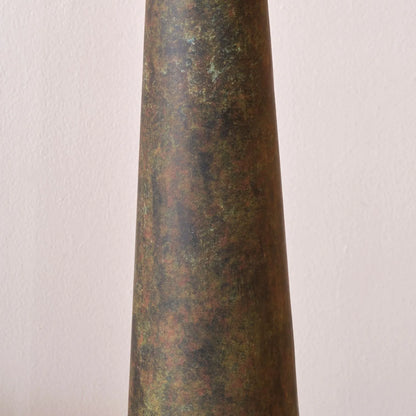 Brown & Green Aged Metal Tapered Floor Lamp Base with Sculptural Silhouette – Tall Floor Light Base for Contemporary Interiors 134x21x21cm | Click Style