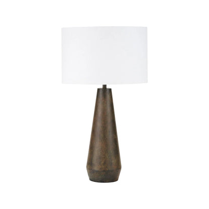 Brown & Green Aged Metal Tapered Table Lamp Base with Sculptural Silhouette – Table Light Base for Contemporary Interiors 53x17x17cm | Click Style