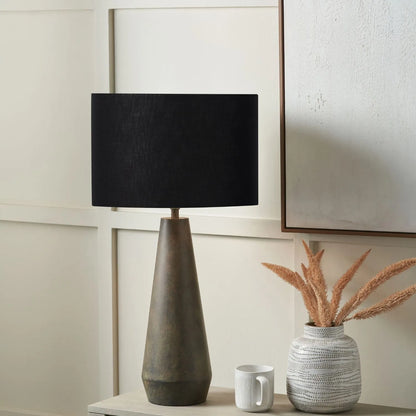 Brown & Green Aged Metal Tapered Table Lamp Base with Sculptural Silhouette – Table Light Base for Contemporary Interiors 53x17x17cm | Click Style