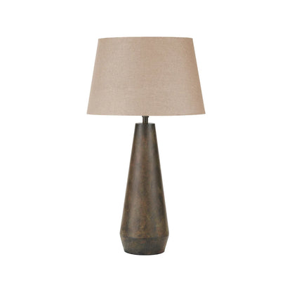 Brown & Green Aged Metal Tapered Table Lamp Base with Sculptural Silhouette – Table Light Base for Contemporary Interiors 53x17x17cm | Click Style