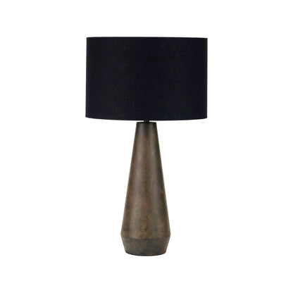 Brown & Green Aged Metal Tapered Table Lamp Base with Sculptural Silhouette – Table Light Base for Contemporary Interiors 53x17x17cm | Click Style