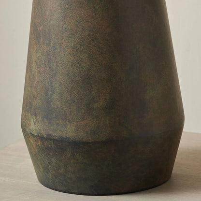 Brown & Green Aged Metal Tapered Table Lamp Base with Sculptural Silhouette – Table Light Base for Contemporary Interiors 53x17x17cm | Click Style