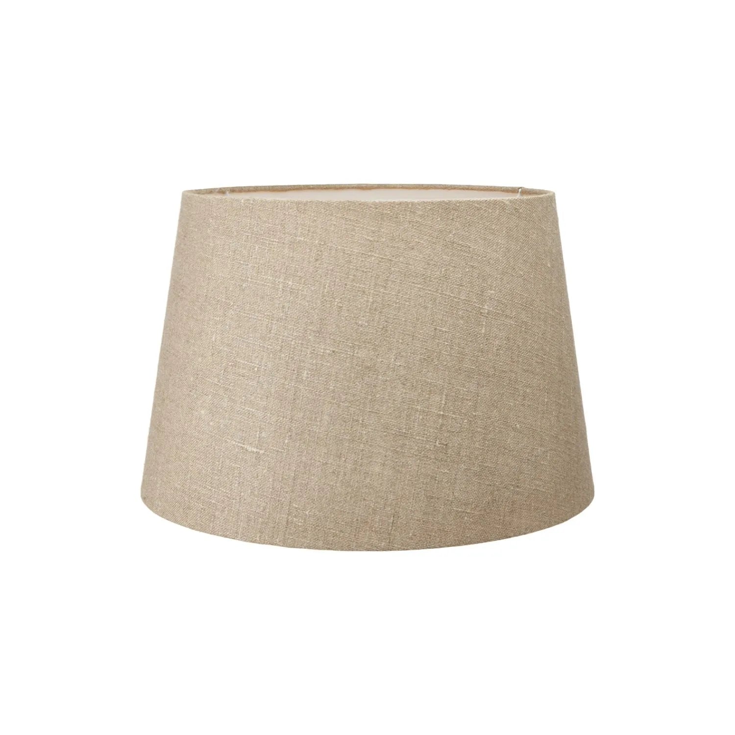 Brown & Green Aged Metal Tapered Table Lamp with 40cm Natural Linen Tapered Shade – Sculptural Bedside & Side Table Light 73x40x40cm | Click Style