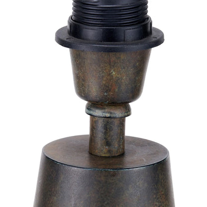 Brown & Green Aged Metal Tapered Table Lamp with 40cm Pistachio Green Linen Tapered Shade – Sculptural Bedside & Side Table Light 73x40x40cm | Click Style