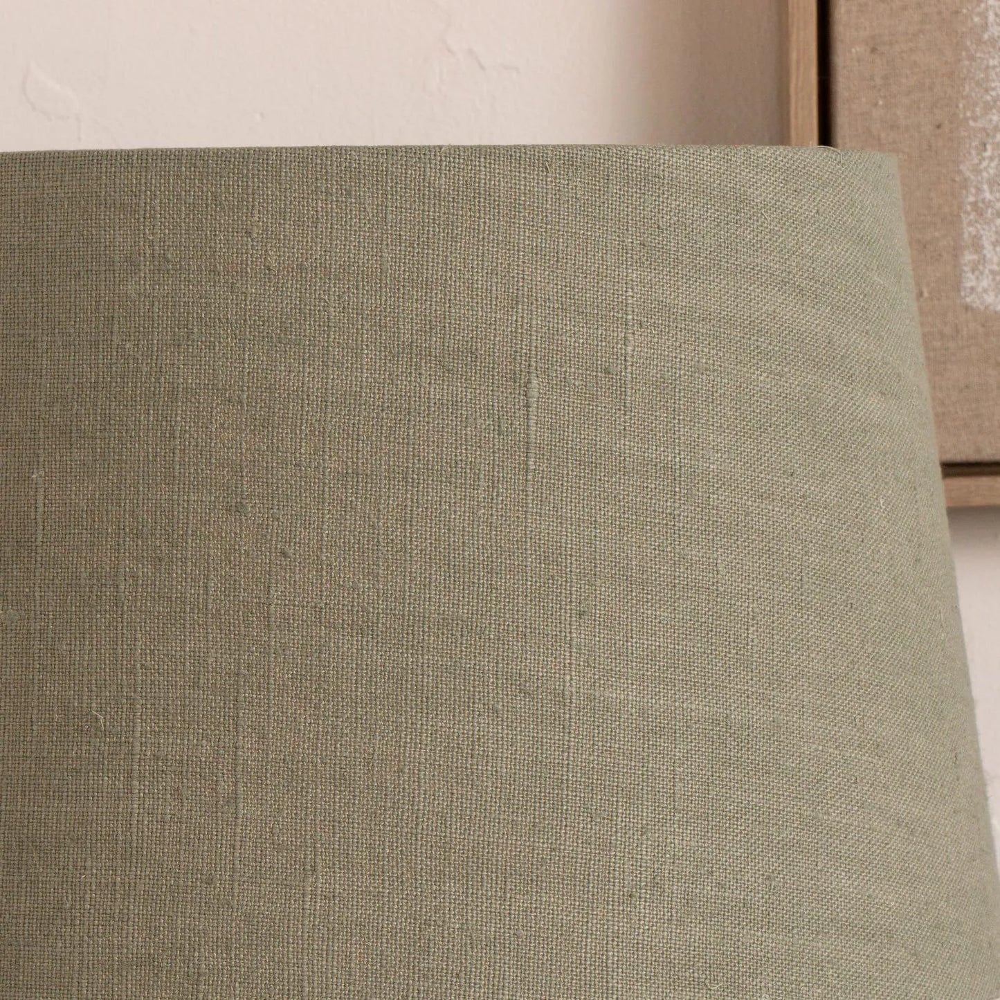 Brown & Green Aged Metal Tapered Table Lamp with 40cm Pistachio Green Linen Tapered Shade – Sculptural Bedside & Side Table Light 73x40x40cm | Click Style