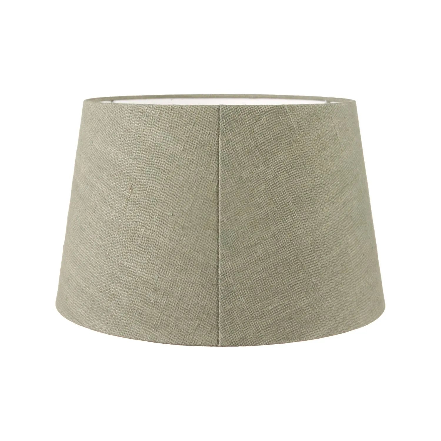 Brown & Green Aged Metal Tapered Table Lamp with 40cm Pistachio Green Linen Tapered Shade – Sculptural Bedside & Side Table Light 73x40x40cm | Click Style