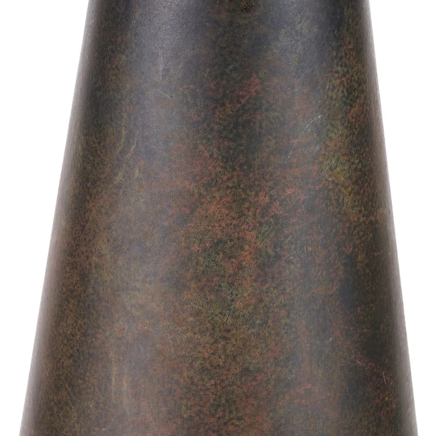 Brown & Green Aged Metal Tapered Table Lamp with 40cm White Self-Lined Linen Drum Shade – Sculptural Bedside & Side Table Light 76x40x40cm | Click Style