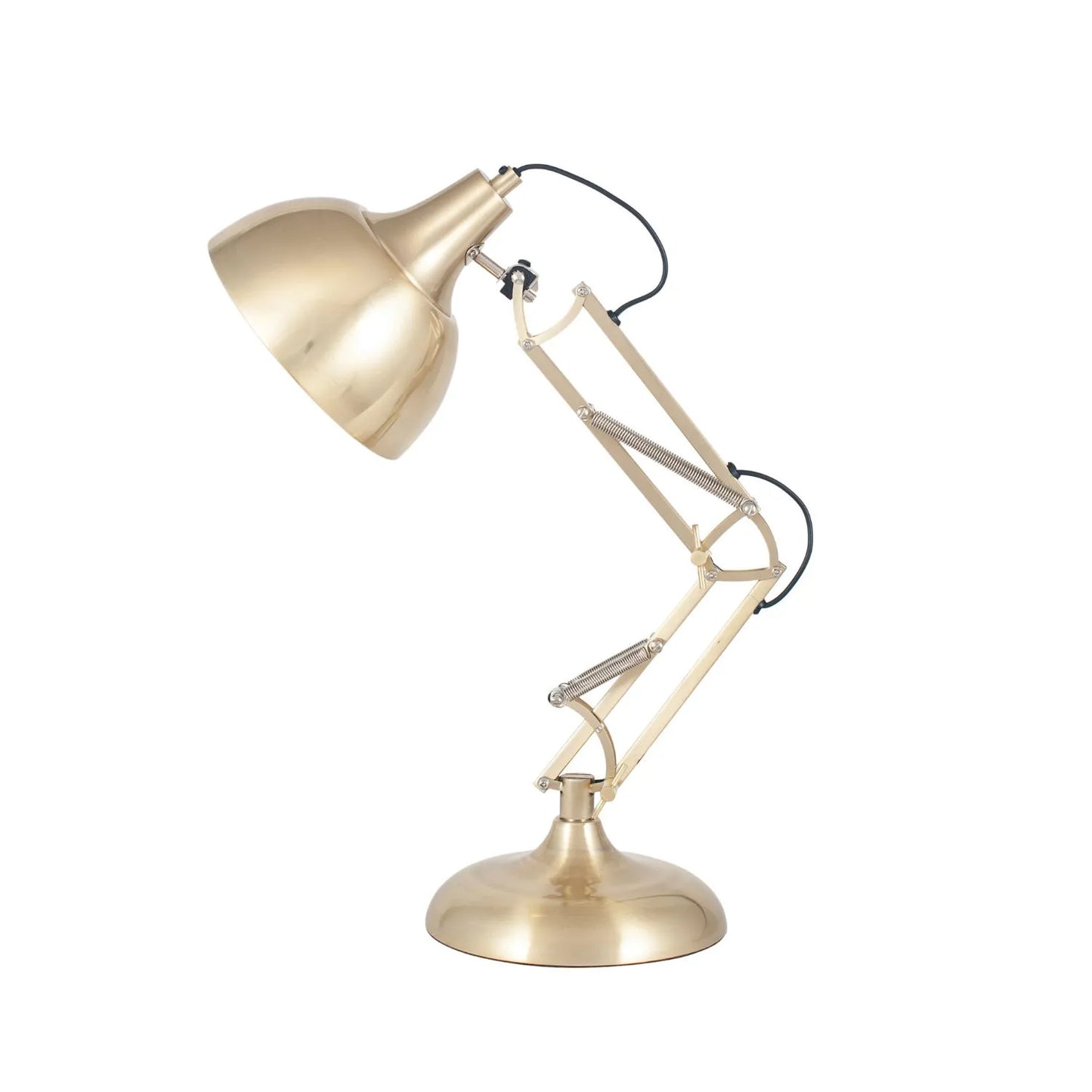 Brushed Brass Architect Task Lamp – Adjustable Desk Light with Metal Arm & Tilting Shade 55x19cm - Click Style