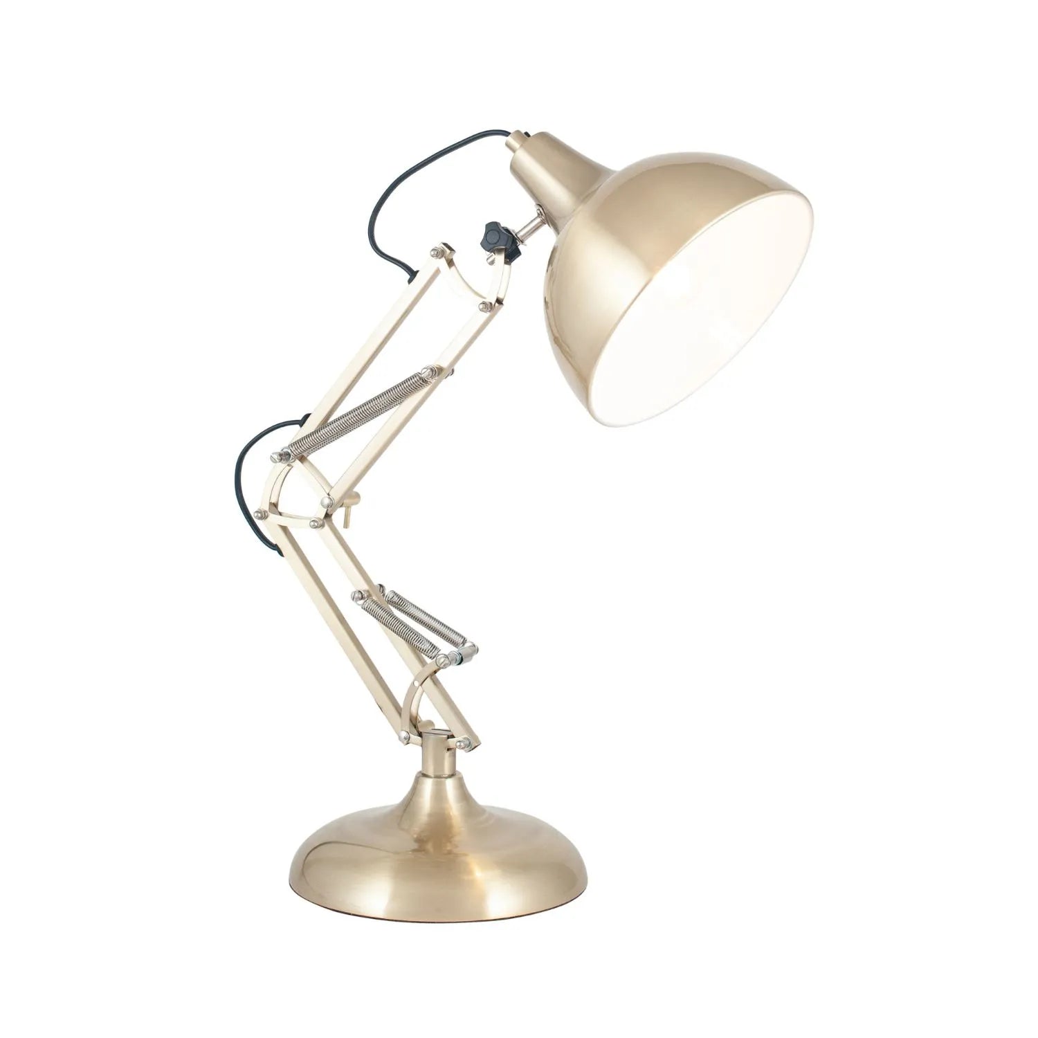 Brushed Brass Architect Task Lamp – Adjustable Desk Light with Metal Arm & Tilting Shade 55x19cm - Click Style