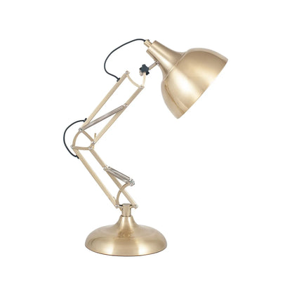 Brushed Brass Architect Task Lamp – Adjustable Desk Light with Metal Arm & Tilting Shade 55x19cm - Click Style