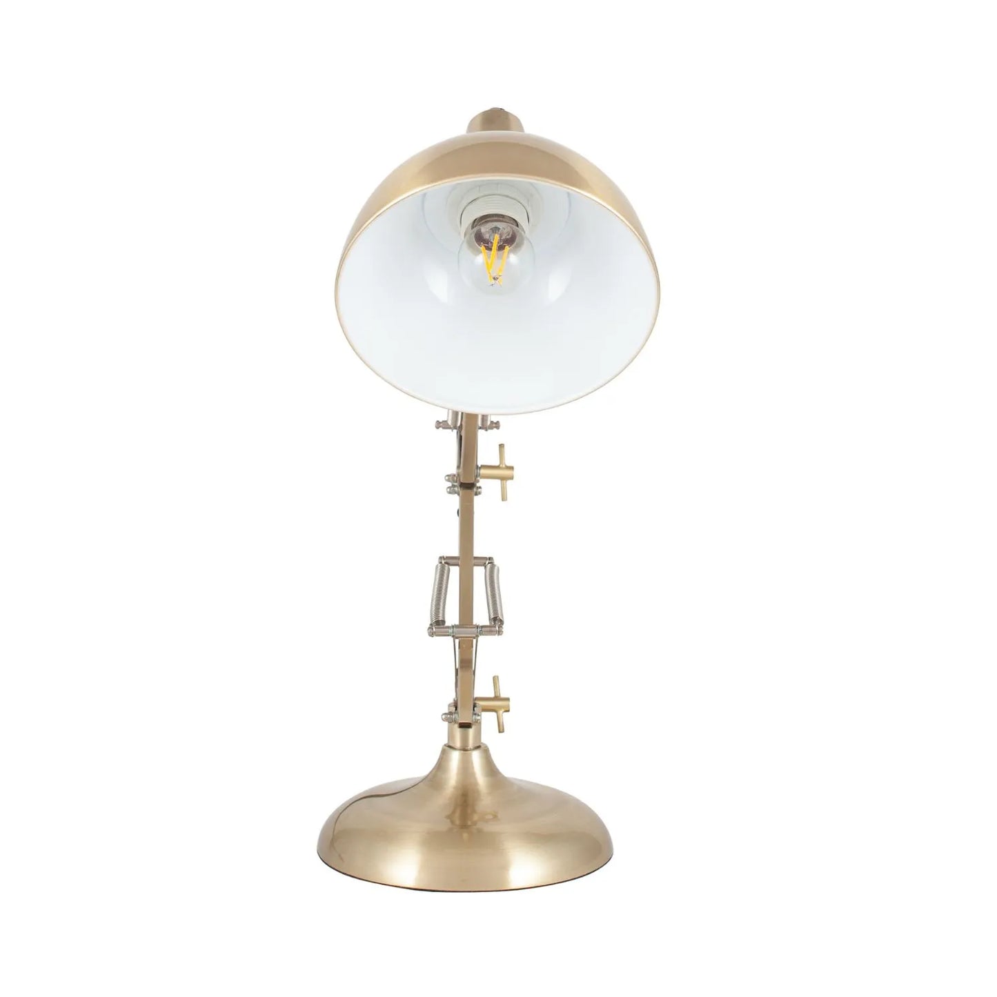 Brushed Brass Architect Task Lamp – Adjustable Desk Light with Metal Arm & Tilting Shade 55x19cm - Click Style