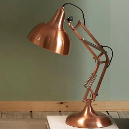 Brushed Copper Architect Task Lamp – Adjustable Desk Light with Metal Arm & Tilting Shade 55x19cm - Click Style