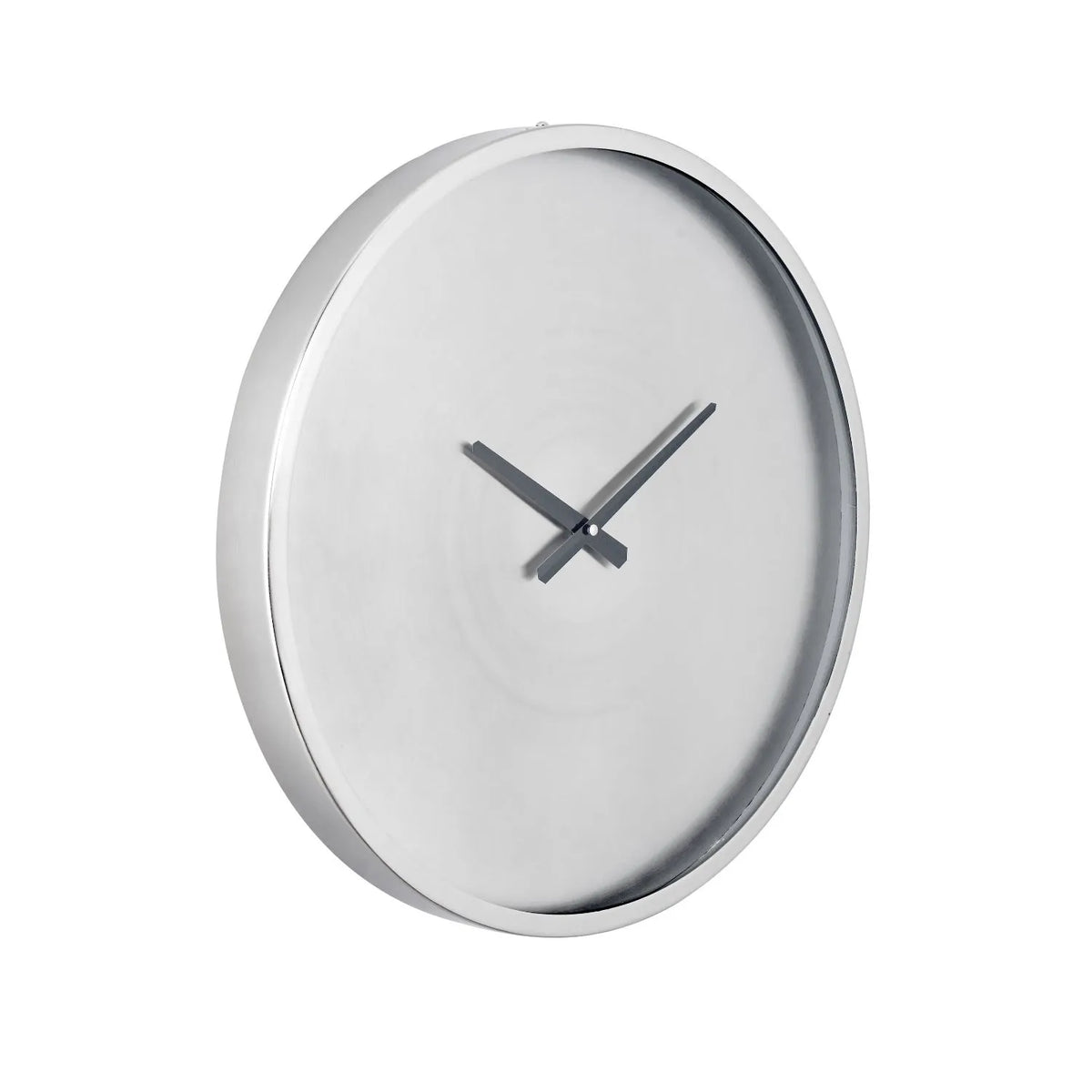 Number Less Clockl Brushed Silver Round Metal Wall Clock with Numberless Clock Face & Bla ...