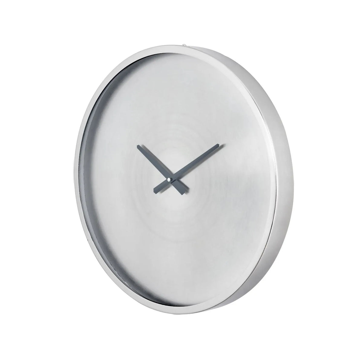 Number Less Clockl Brushed Silver Round Metal Wall Clock with Numberless Clock Face & Bla ...