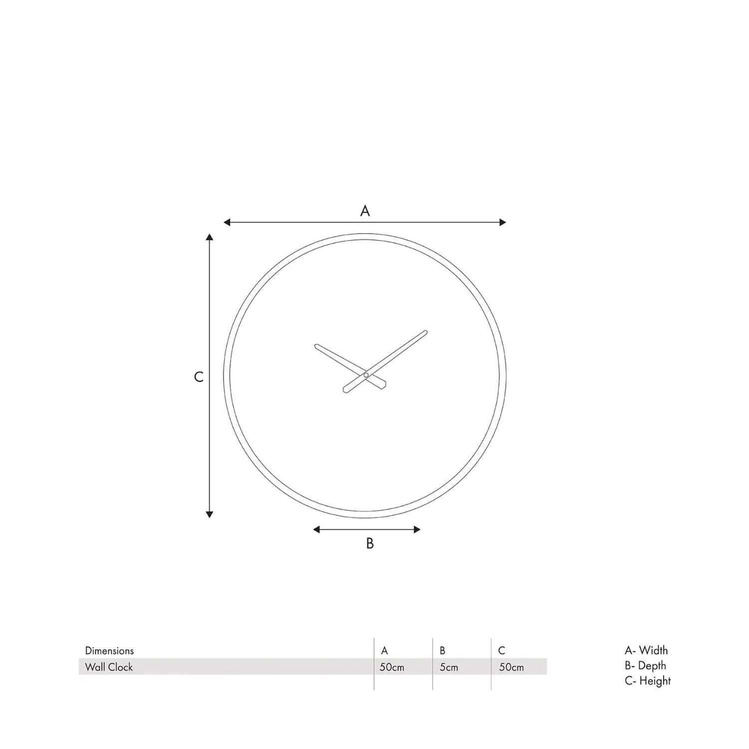 Number Less Clockl Brushed Silver Round Metal Wall Clock with Numberless Clock Face & Bla ...
