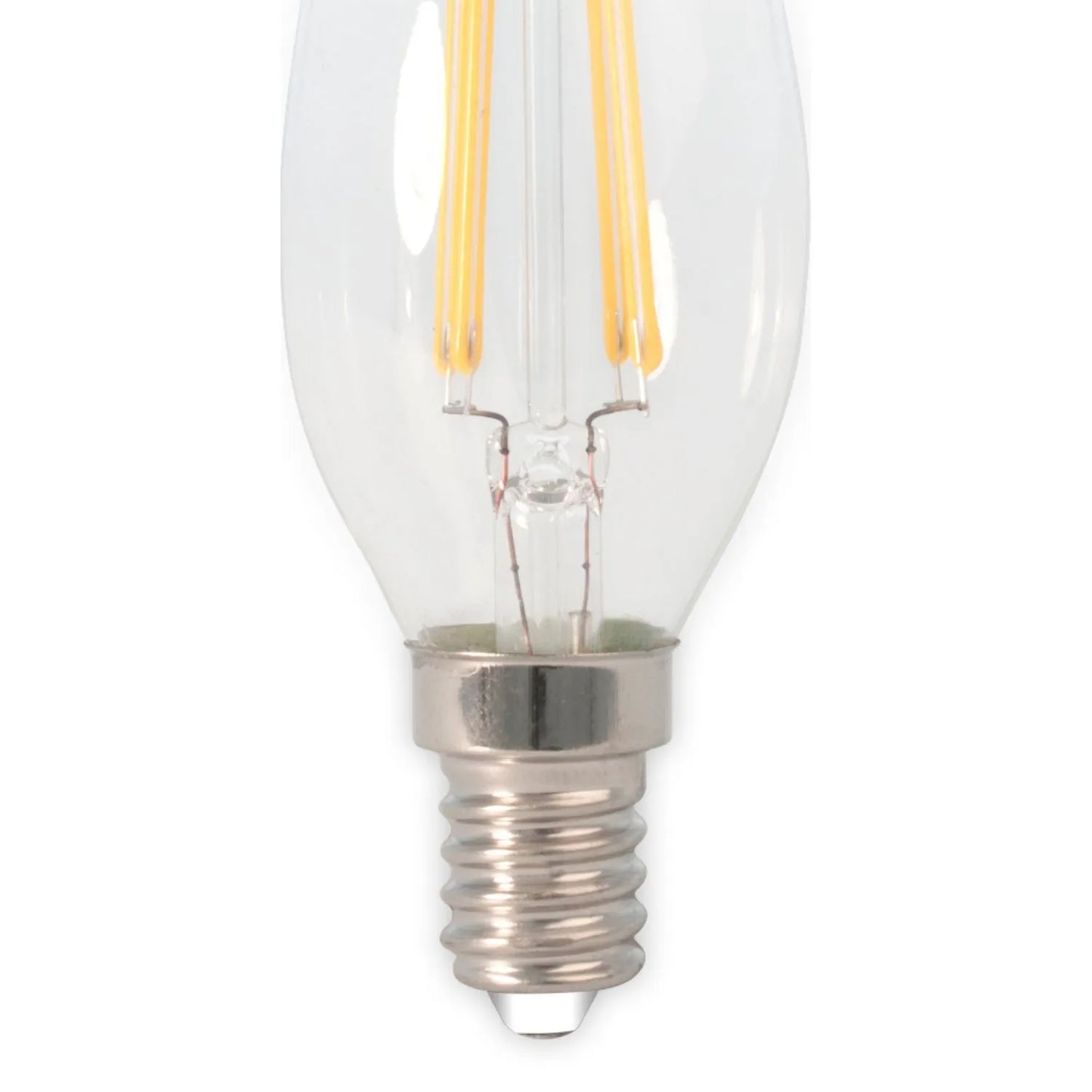 Calex E14 LED Dimmable Screw Filament Candle Bulb – Clear Glass Light 3.5W 350 Lumens 2700K 10x4x4cm - Click Style