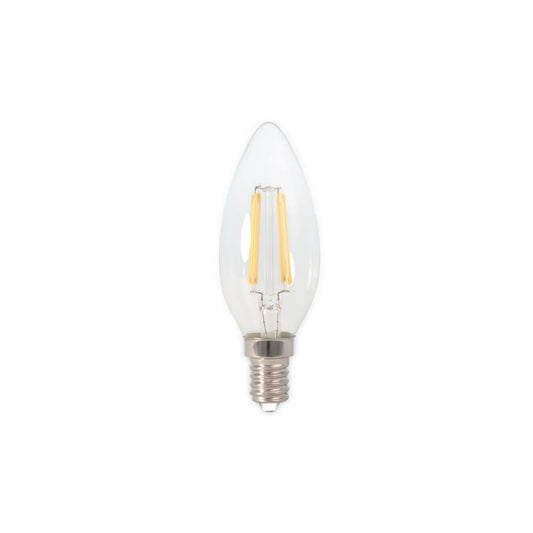 Calex E14 LED Dimmable Screw Filament Candle Bulb – Clear Glass Light 3.5W 350 Lumens 2700K 10x4x4cm - Click Style