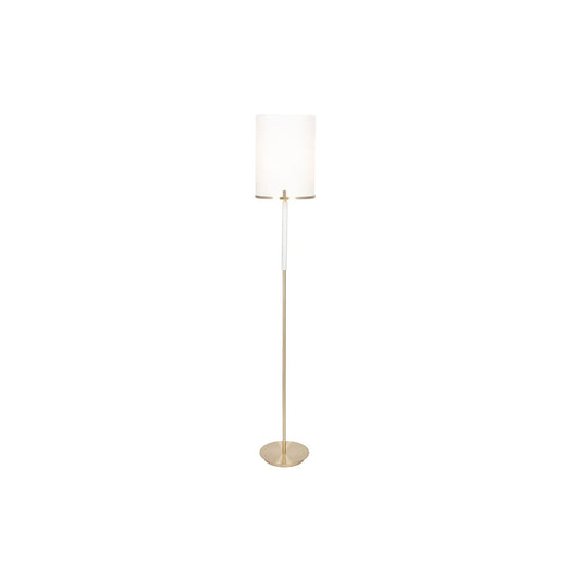 Champagne Gold & White Marble Effect Floor Lamp with Ivory Lampshade – Modern Metal Floor-standing Light 160x26cm - Click Style