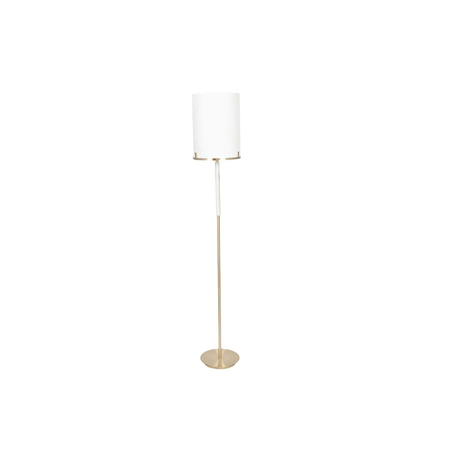 Champagne Gold & White Marble Effect Floor Lamp with Ivory Lampshade – Modern Metal Floor-standing Light 160x26cm - Click Style