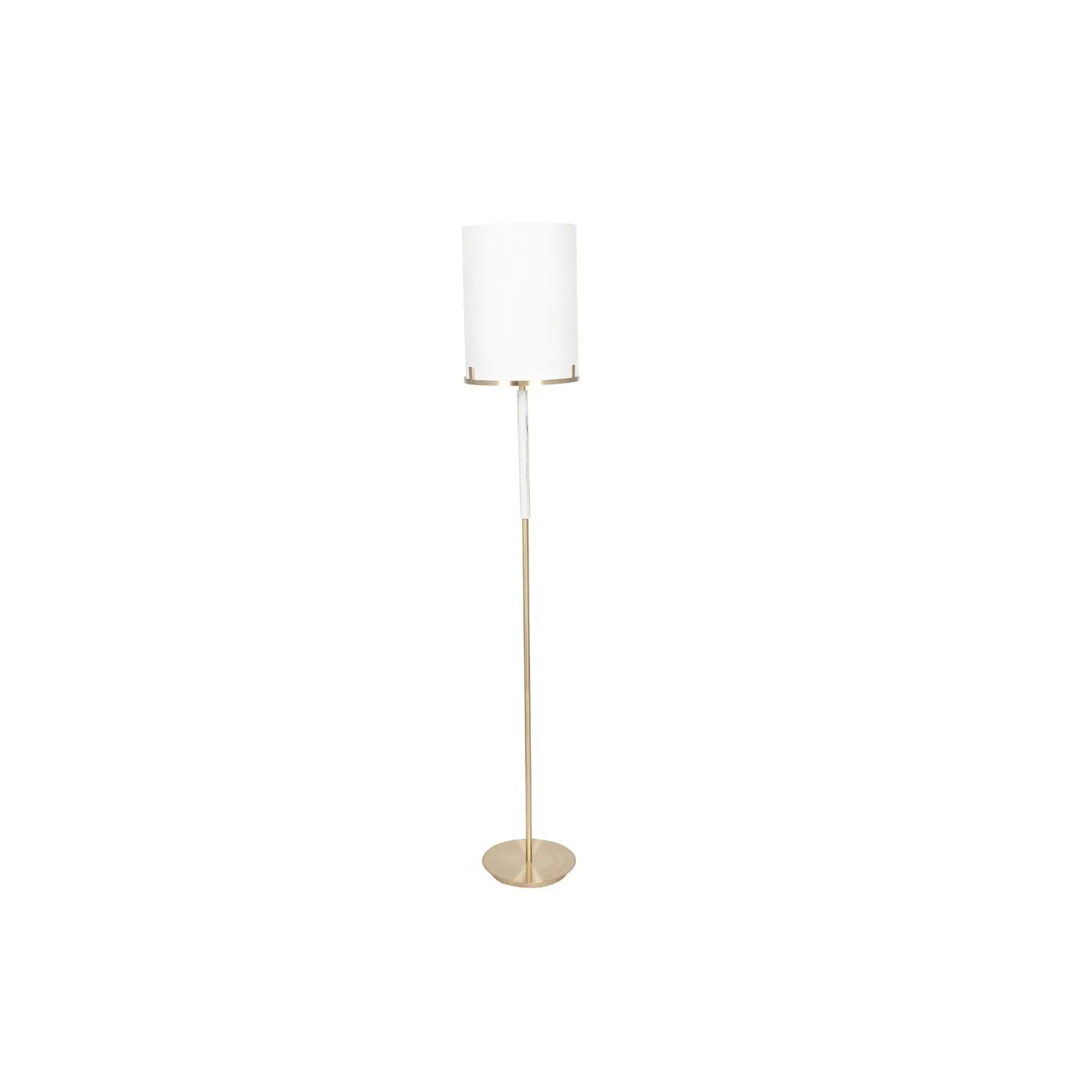 Champagne Gold & White Marble Effect Floor Lamp with Ivory Lampshade – Modern Metal Floor-standing Light 160x26cm - Click Style