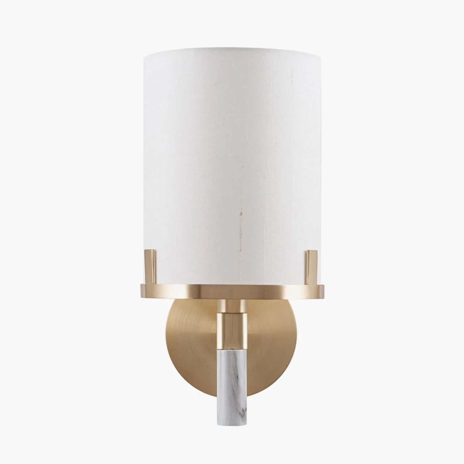 Champagne Gold & White Marble Effect Wall Light with Ivory Lampshade – Modern Metal Lighting 31x15x23cm - Click Style