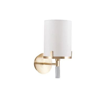 Champagne Gold & White Marble Effect Wall Light with Ivory Lampshade – Modern Metal Lighting 31x15x23cm - Click Style