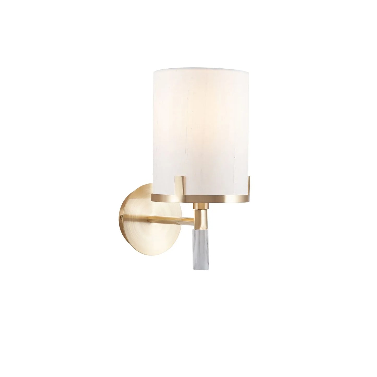 Champagne Gold & White Marble Effect Wall Light with Ivory Lampshade – Modern Metal Lighting 31x15x23cm - Click Style