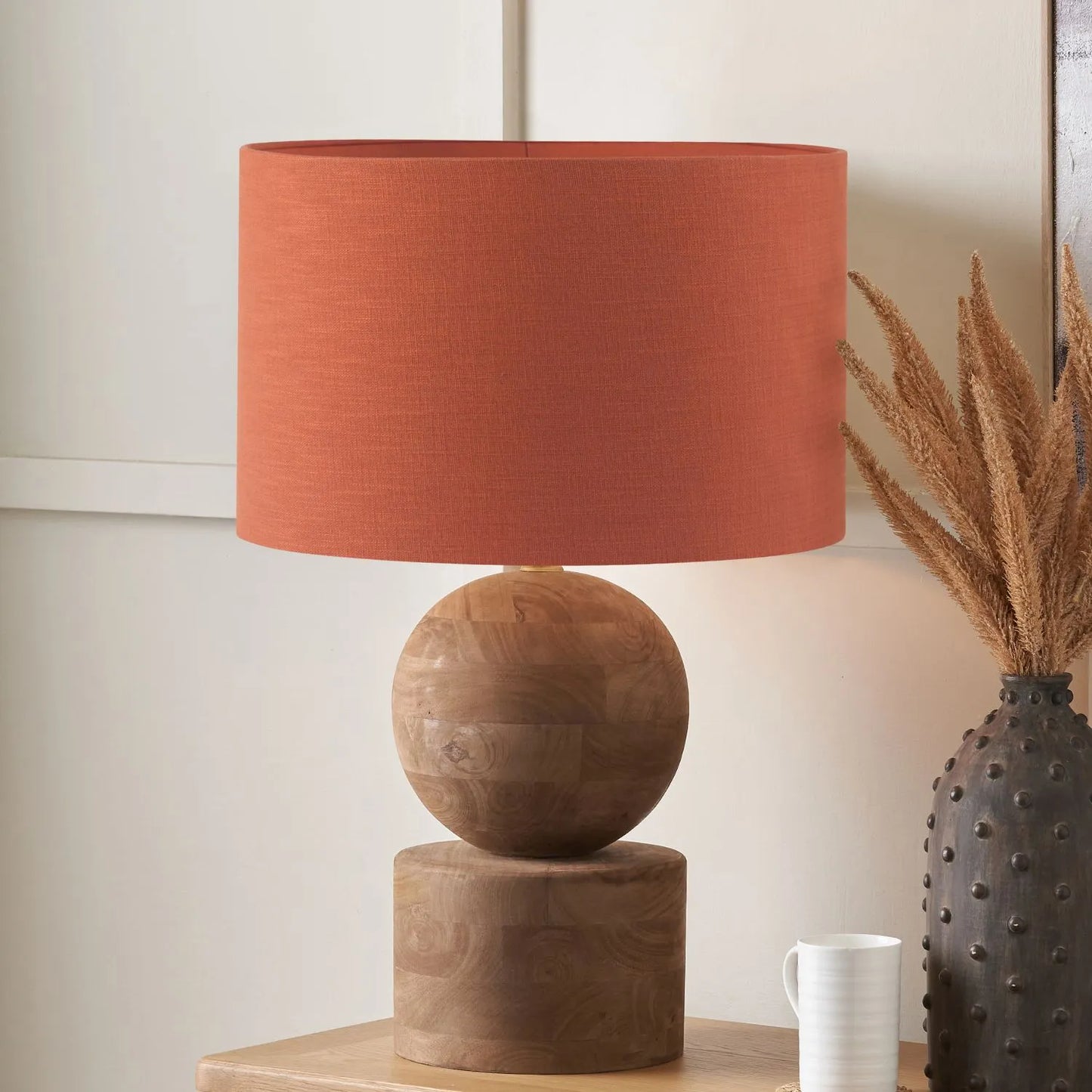 Cinnamon Linen Self Lined Drum Lampshade 45cm/18in - Click Style