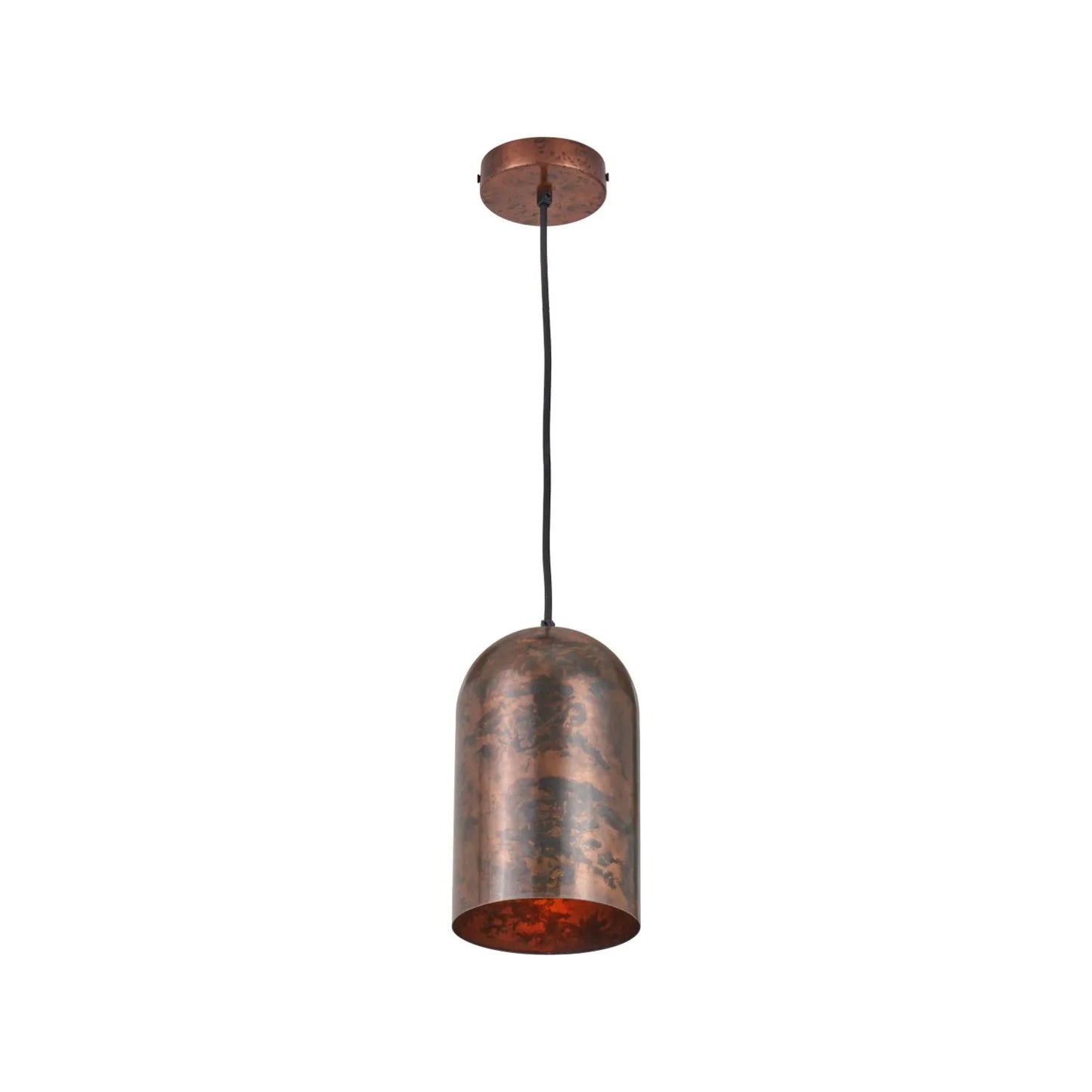Copper Effect Adjustable Pendant Ceiling Light with Metal Dome Shade – Industrial Modern Suspension Lamp H126x15x15cm | Click Style